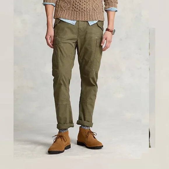 Polo Ralph Lauren Slim Fit Canvas Cargo Pants | Olive Green | Size 30x32 - Picture 9 of 10